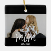 Moeder heeft wit script foto opgericht keramisch ornament (Voorkant)