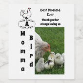 Moeder Hen Best Momma Ever Foto Name Wijn Etiket (Enkel label)