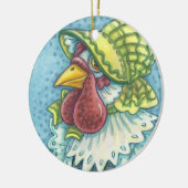Moeder Hen, CHICKEN FARMER HOLIDAY ORNAY Round Keramisch Ornament (Links)