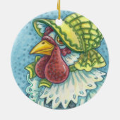 Moeder Hen, CHICKEN FARMER HOLIDAY ORNAY Round Keramisch Ornament (Achterkant)