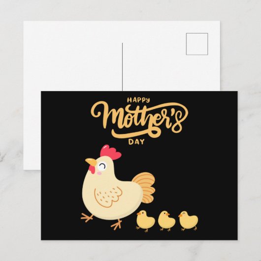 Moeder Hen en haar kippen tekenen Moederdag Briefkaart (Voorkant / Achterkant)