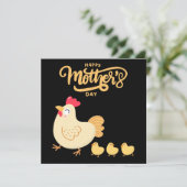 Moeder Hen en haar kippen tekenen Moederdag Feestdagenkaart (Staand voorkant)