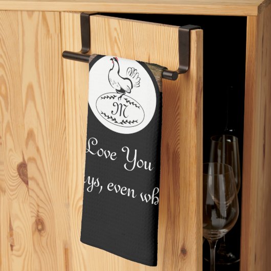 Moeder Hen Nesting w Monogram Egg Foto Theedoek (Derde Gevouwen)