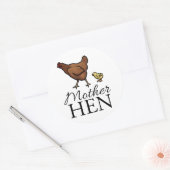 Moeder Hen Ronde Sticker (Envelop)
