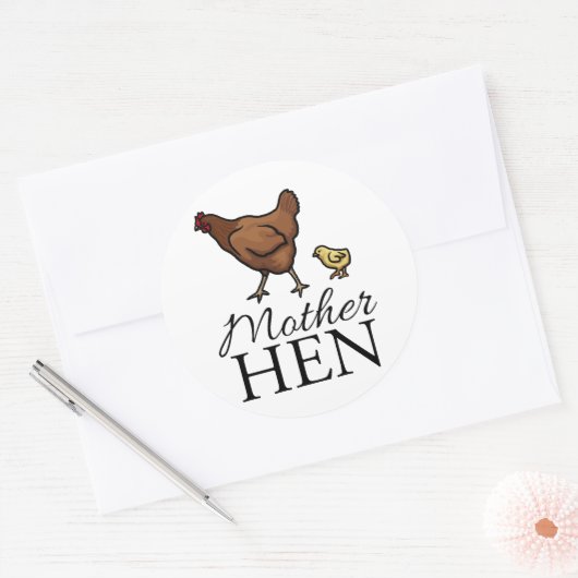 Moeder Hen Ronde Sticker (Envelop)