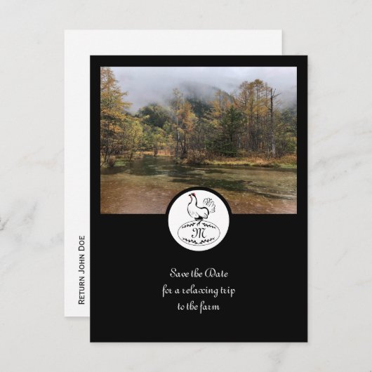 Moeder Hen Silhouette Silhouette Monogram met Foto Uitnodiging Briefkaart (Voorkant / Achterkant)