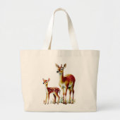 Moeder Herten en Fawn Grote Tote Bag (Voorkant)