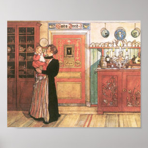 Moeder Holding Baby in de keuken Poster