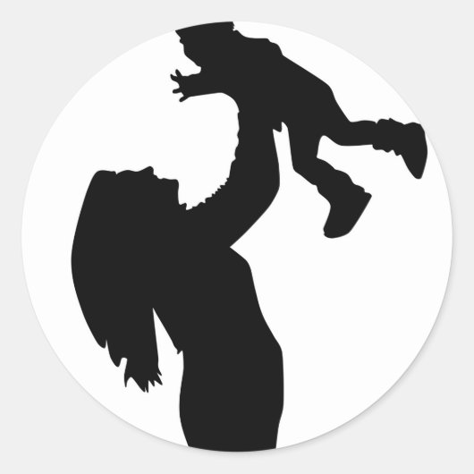 Moeder Holding Son Silhouette Moederdag Ronde Sticker (Voorkant)