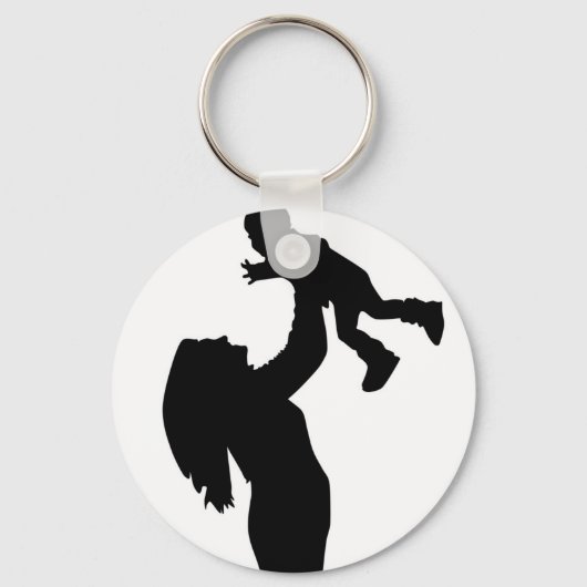 Moeder Holding Son Silhouette Moederdag Sleutelhanger (Voorkant)