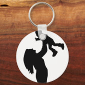 Moeder Holding Son Silhouette Moederdag Sleutelhanger (Voorkant)