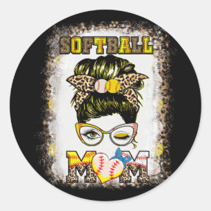 Moeder Honkbal Vrouwen Softbal Mama Moederdag Ronde Sticker