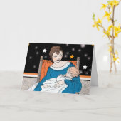 Moeder houdt haar Baby in oranje stoelsterren Kaart (Gele Bloem)