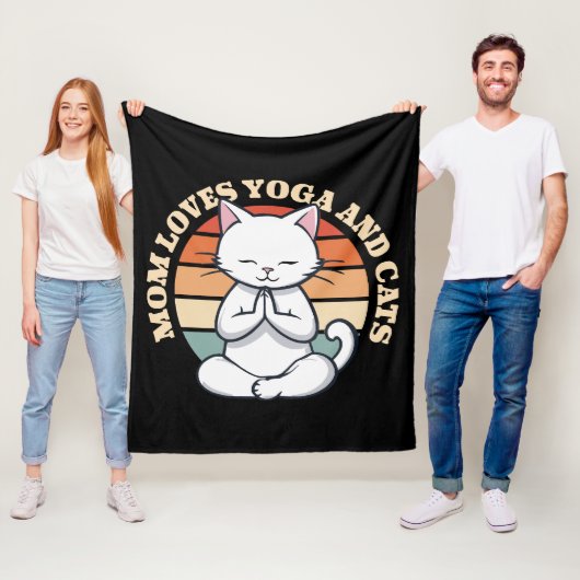 Moeder houdt van katten en yoga fleece deken (In situ)