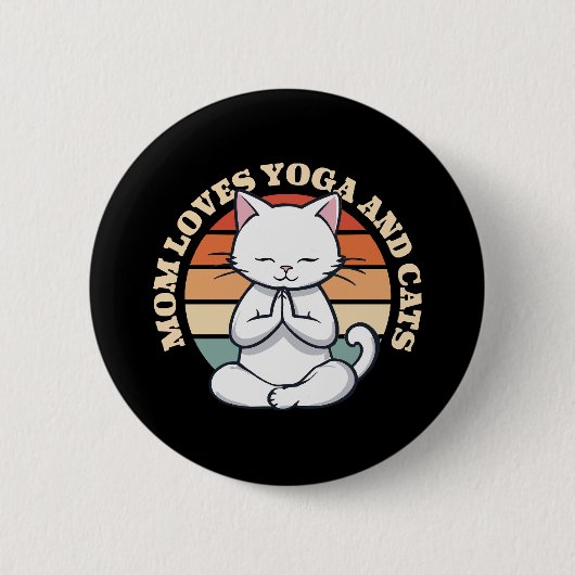 Moeder houdt van katten en yoga ronde button 5,7 cm (Voorkant)