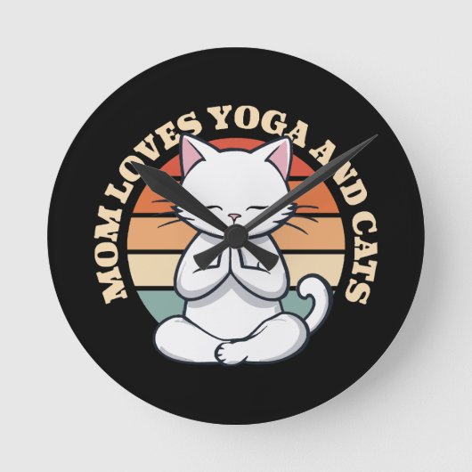 Moeder houdt van katten en yoga ronde klok (Voorkant)