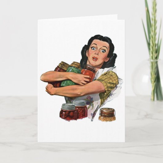  moeder, huisvrouw, blikken retro 50s feestdagen kaart (Voorkant)