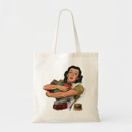  moeder, huisvrouw, blikken retro 50s tote bag