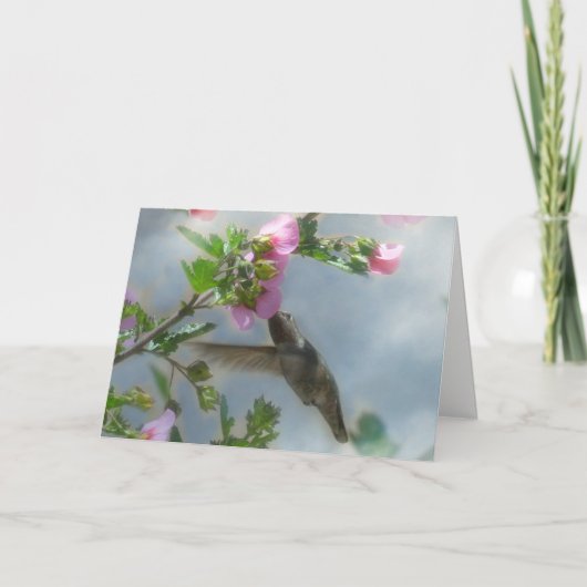 Moeder Hummingbird en Flower Happy Birthday Kaart (Voorkant)