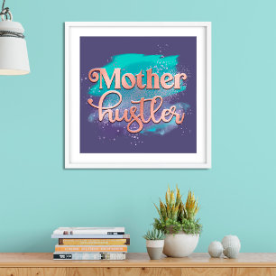 Moeder Hustler Trendy Roos Gold Mam Typografie Poster