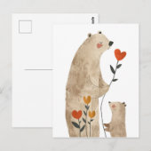 Moeder Ijsbeer & Jong Illustratie Mooie & Aardige Briefkaart (Voorkant / Achterkant)
