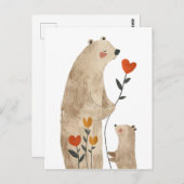 Moeder Ijsbeer & Jong Illustratie Schattig & Aardi Briefkaart (Voorkant / Achterkant)