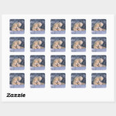 Moeder ijsbeer zittend met tweeling, vierkante sticker (Vel)