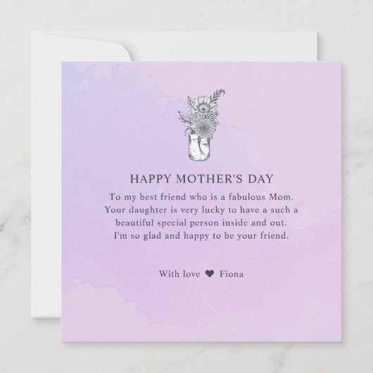 Moeder, ik zou jullie Wildbloemen Mason Jar aanwij Feestdagenkaart (Achterkant)