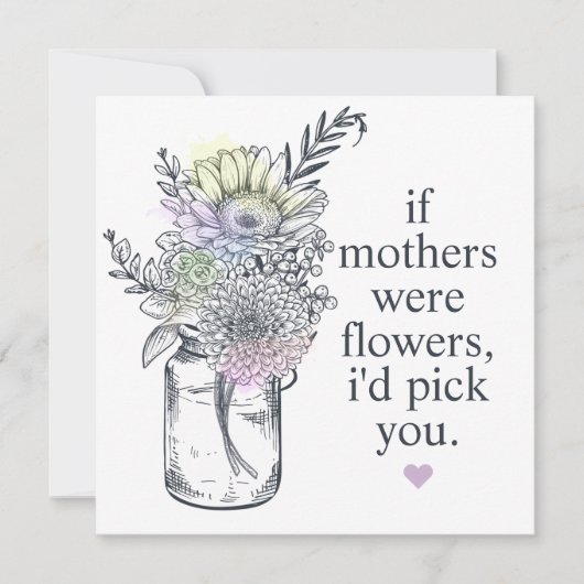 Moeder, ik zou jullie Wildbloemen Mason Jar aanwij Feestdagenkaart (Voorkant)