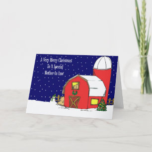 Moeder in de Kerstkaart van de Schuur van de Wet Feestdagen Kaart