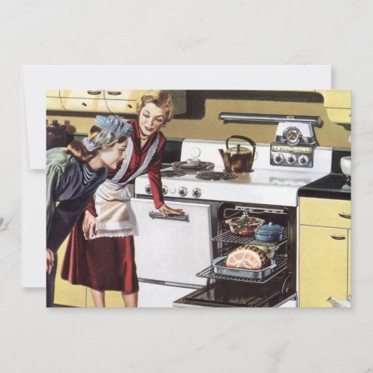  moeder in de keuken kookt een paasham (Voorkant)