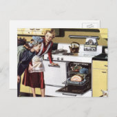  moeder in de keuken kookt een paasham briefkaart (Voorkant / Achterkant)