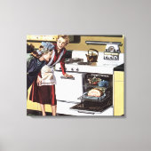 moeder in de keuken kookt een paasham canvas afdruk (Voorkant)