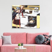  moeder in de keuken kookt een paasham canvas afdruk (Insitu (Woonkamer))