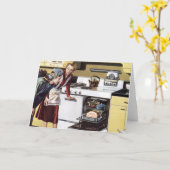  moeder in de keuken kookt een paasham kaart (Gele Bloem)