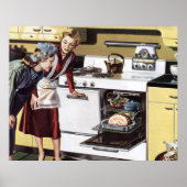 moeder in de keuken kookt een paasham poster (Voorkant)