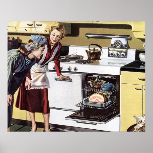 moeder in de keuken kookt een paasham poster (Voorkant)