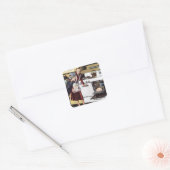  moeder in de keuken kookt een paasham vierkante sticker (Envelop)