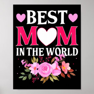 Moeder in de wereld mama bloemige moederdag schatt poster