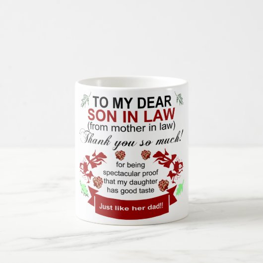 Moeder in de wet aan zoon in de wet dank u koffiemok (Center)