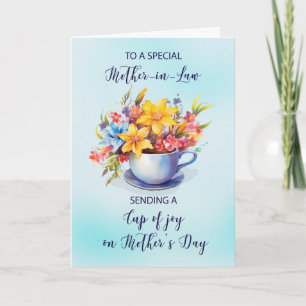 Moeder in de wet Beker van vreugde en bloemen Moed Kaart