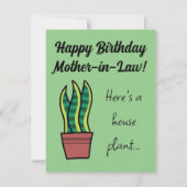 Moeder in de wet grappig plant op verjaardagskaart kaart (Voorkant)