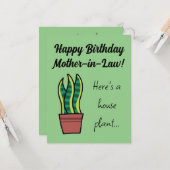 Moeder in de wet grappig plant op verjaardagskaart kaart (Voorkant / Achterkant in situ)