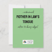 Moeder in de wet grappig plant op verjaardagskaart kaart (Achterkant)