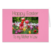 Moeder in de wet Happy Easter Tulip kaart (Voorkant Horizontaal)