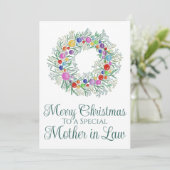 Moeder in de wet Kleurrijke Kerstkrans Feestdagenkaart (Staand voorkant)