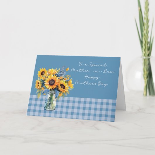 Moeder in de wet Moederdag Zonnebloemen in Mason J Kaart (Voorkant)