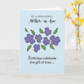 Moeder in de wet van Birthday met Violet Flowers L Kaart (Gele Bloem)