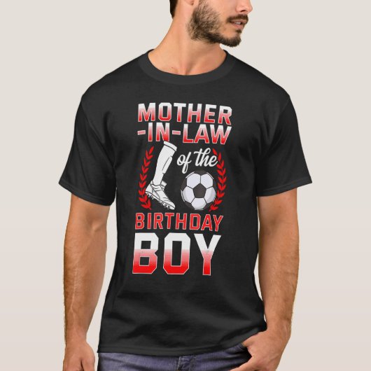 Moeder in de wet van de verjaardagsjongen voetbals t-shirt (Voorkant)