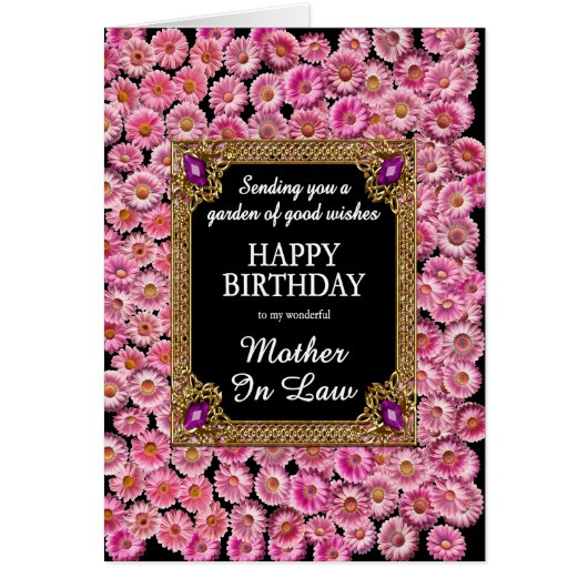 Moeder in de wet Verjaardag Roze Daisies (Voorkant)